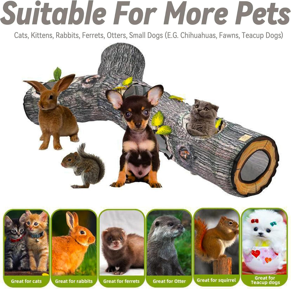 Sturdy steel frame pet tunnel designed for rabbits and indoor felines