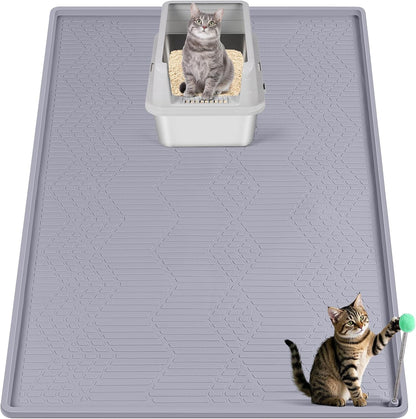 Cat Litter Mat, Extra Large 51" x 25.6" Silicone Mat Litter Trapping Mat for Scatter Control, Soft on Kitty Paws, Easy to Clean (Dark Grey) - Image 12