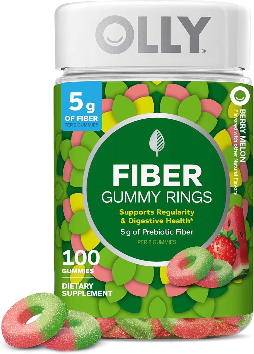 OLLY Fiber Gummy Rings, Digestive Health Supplement, Berry Melon - 50 Count - Image 10