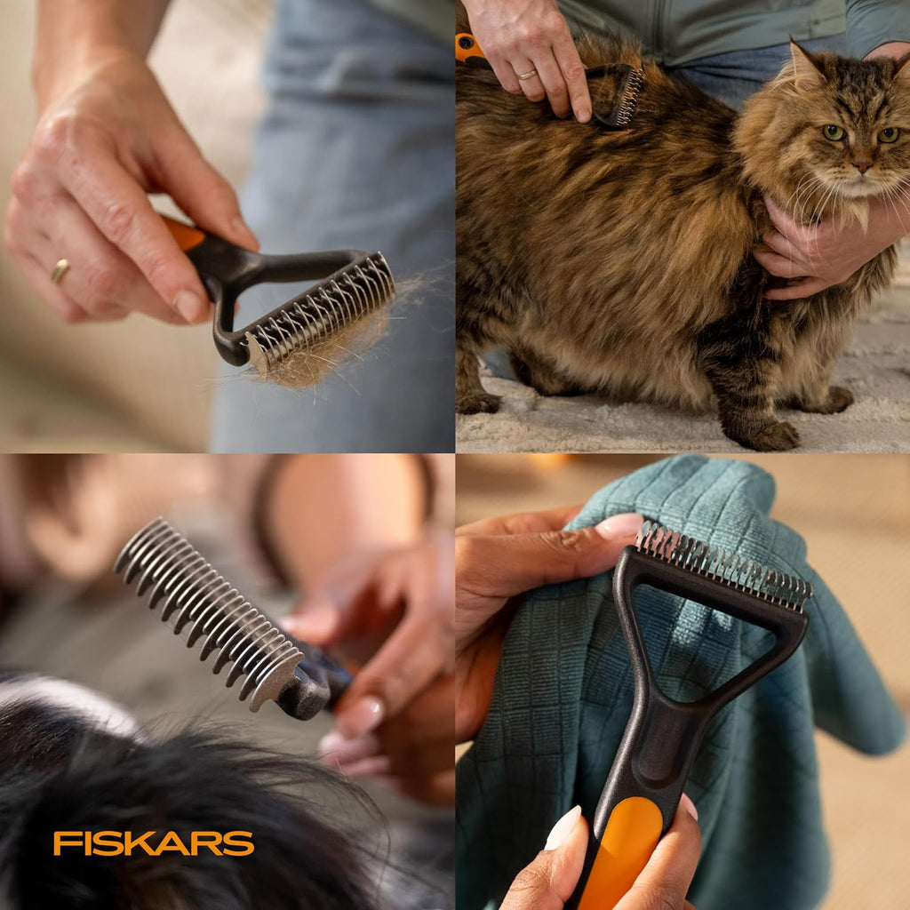 Fiskars Pet, Cat and Dog Brush, Fine Bristles & SoftGrip Handle for Gentle Grooming and Deshedding, Cat and Dog Supplies, Orange/Black - Image 10