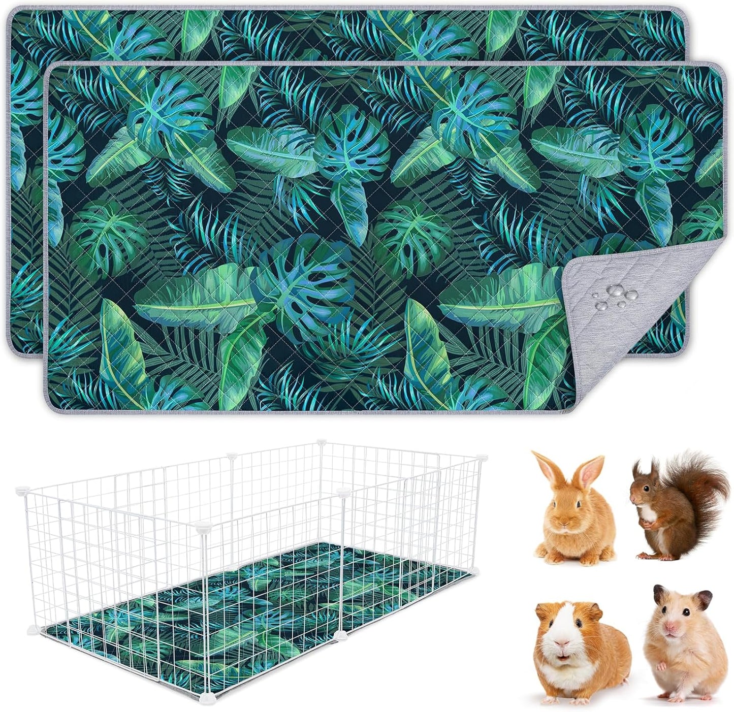 2 Pack Washable Guinea Pig Cage Liner, Reusable Guinea Pig Mat, Waterproof Super Absorbent Pee Pads for Small Animals - Image 9