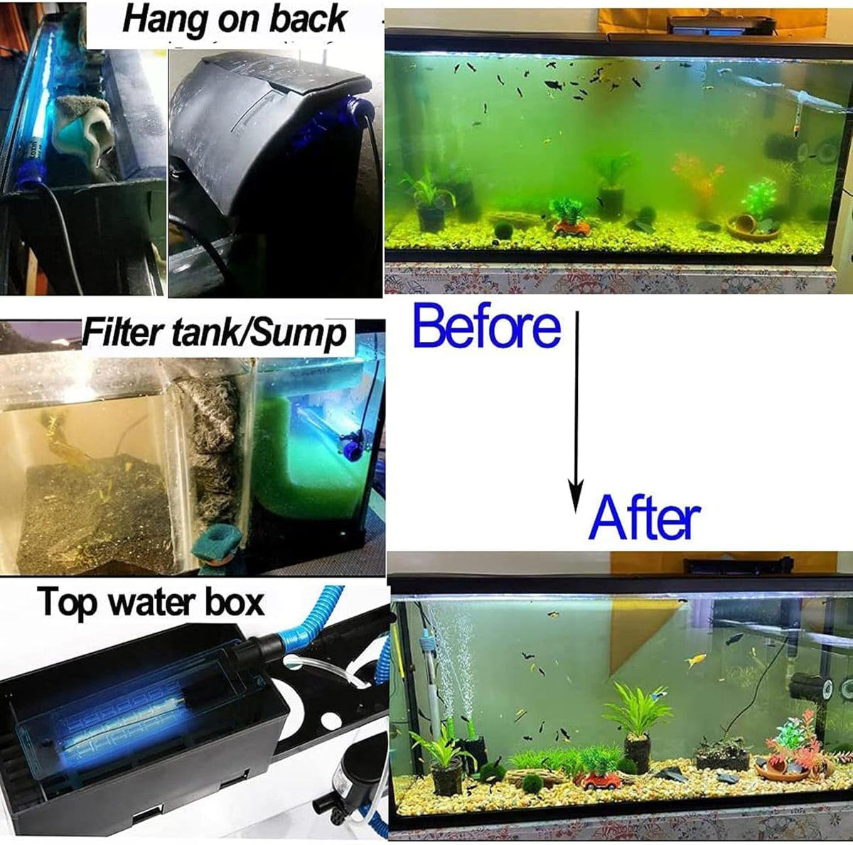 JackSuper submersibles UVC fish tank filter light with timer plug
