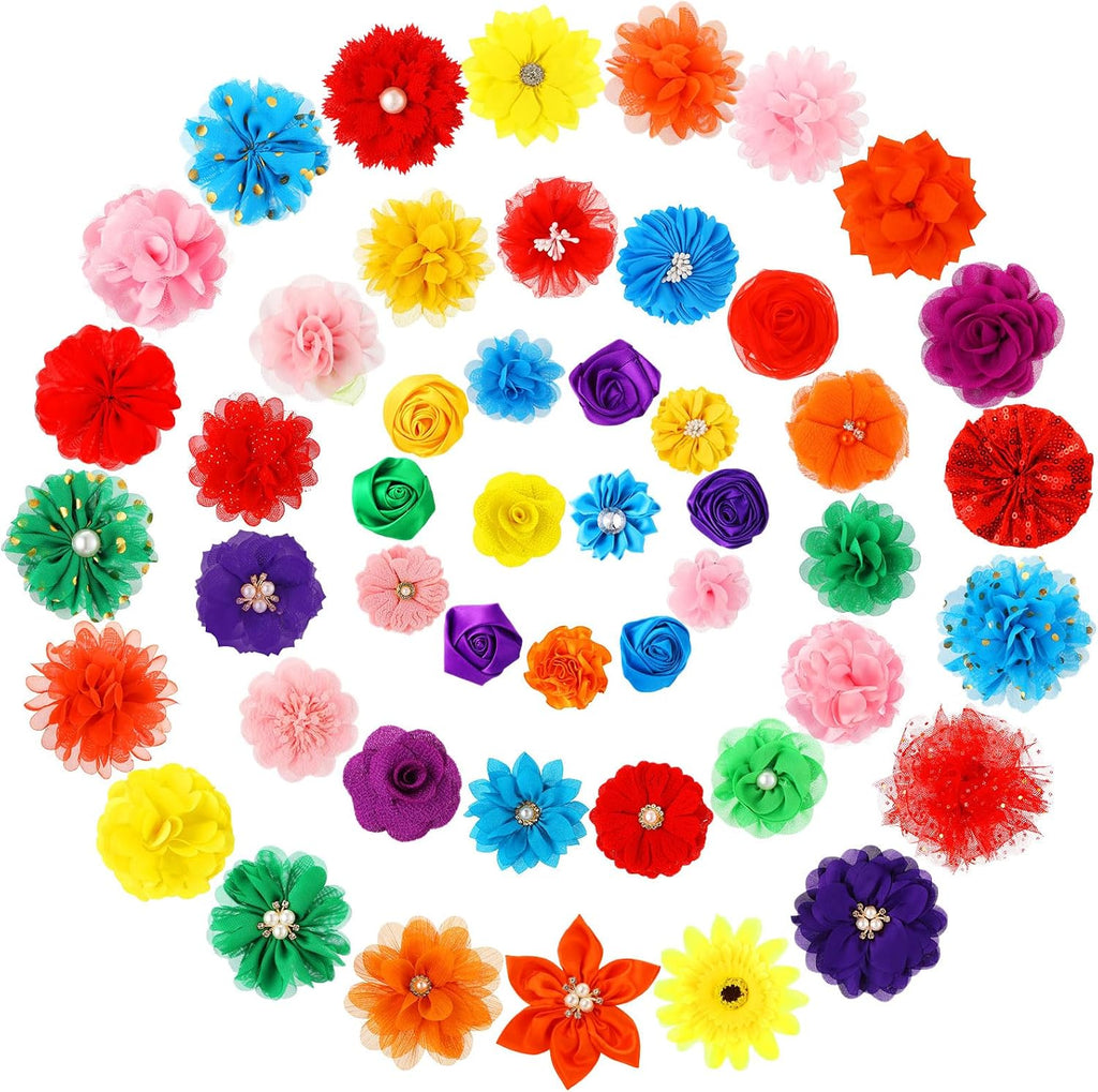 Hoteam 50 Pcs Dog Flower Collar Dog Collar Bows Pet Bow Charms Set for Wedding Birthday Party Valentine's Day Dogs Puppy Cat Pet Grooming Accessories - Image 9