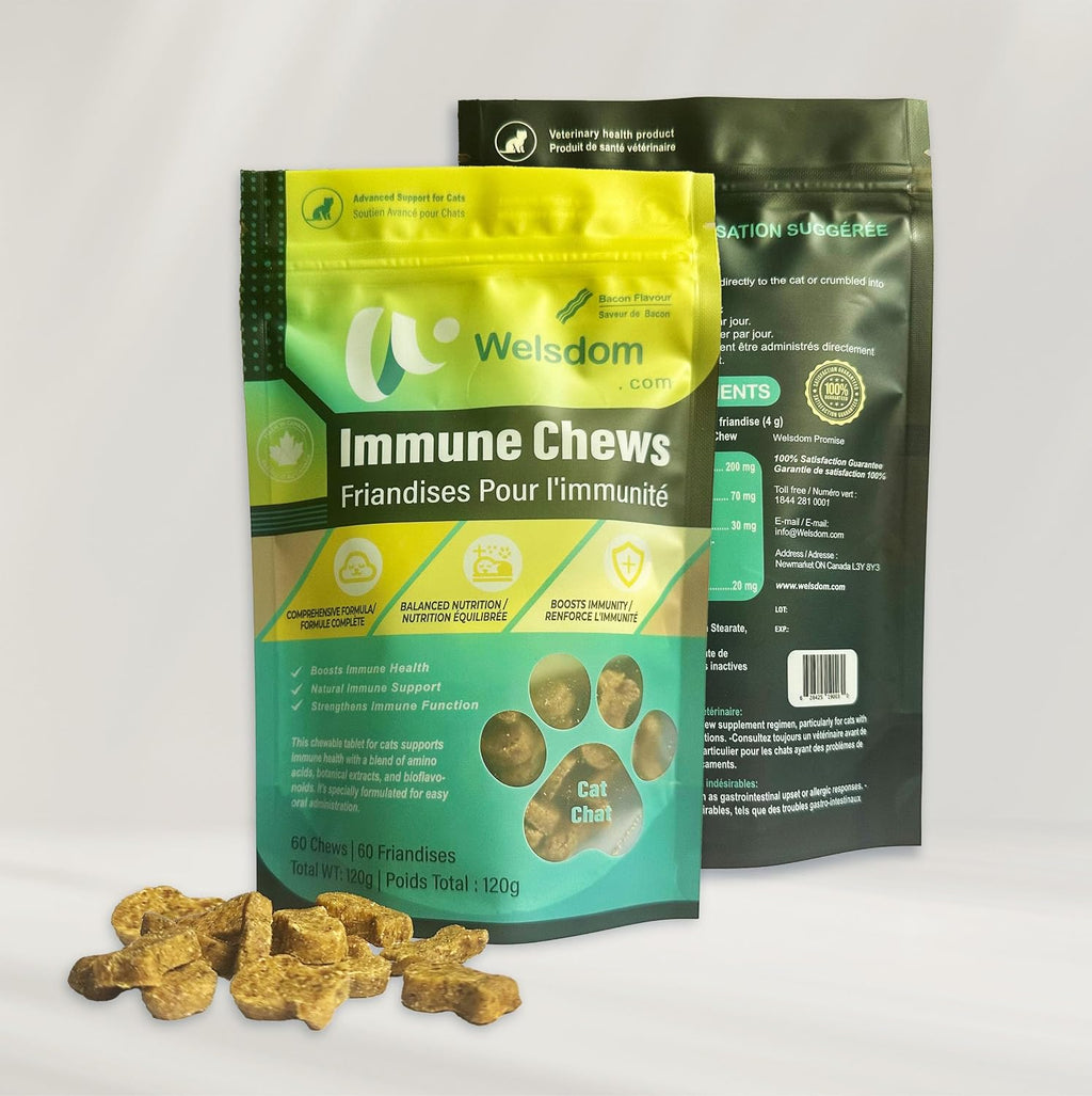 Welsdom Cat Immune Chews supplement facts label