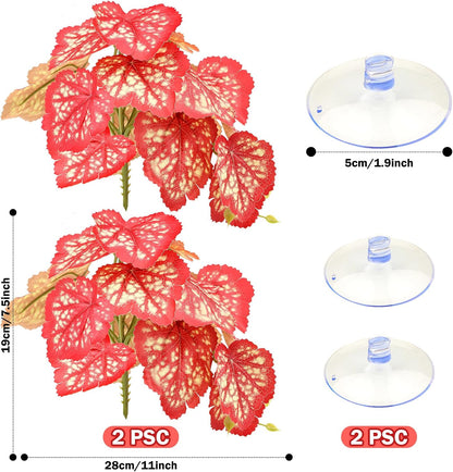 Quozuo artificial hanging leaves with suction cups for lizards