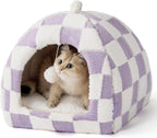 Lesure Cute Cat Beds for Indoor Cats - 2 in 1 Cat Cave Bed for Kittens and Small Pets with Removable Washable Cushioned Pillow, Cozy Kitten Tent with Non-Slip Bottom, Blue, 16 inches - Image 13