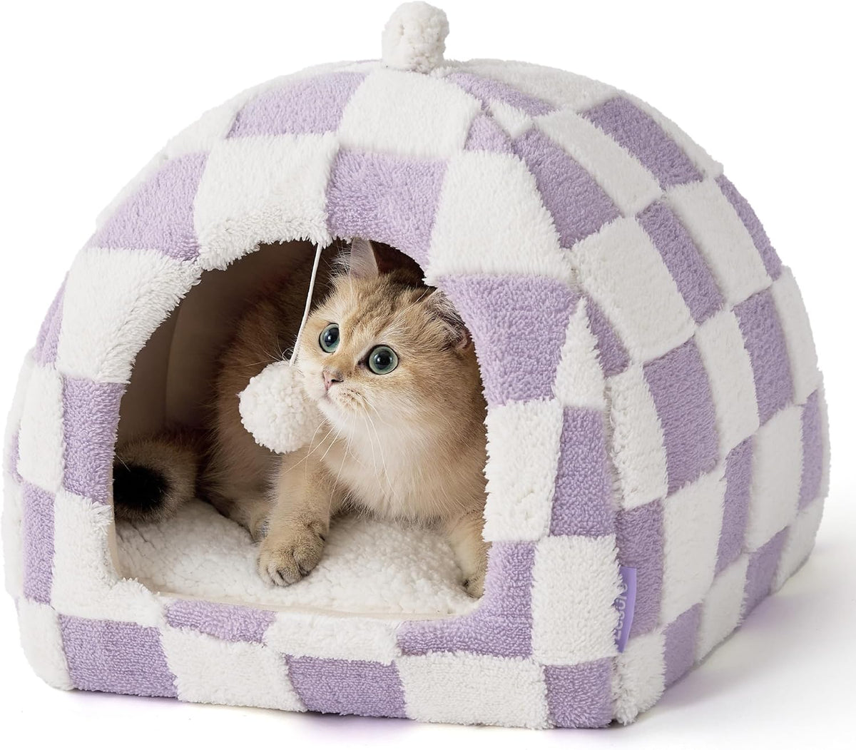 Lesure Cute Cat Beds for Indoor Cats - 2 in 1 Cat Cave Bed for Kittens and Small Pets with Removable Washable Cushioned Pillow, Cozy Kitten Tent with Non-Slip Bottom, Blue, 16 inches - Image 13