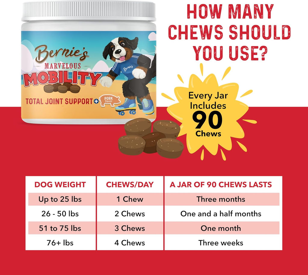 Bernie's Marvelous Mobility daily total joint support soft chews for all dog breeds