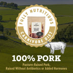 Close up of humanely raised pork jerky for dogs