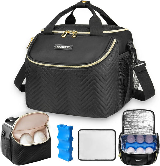 Ziozertt wearable breast pump bag black front view