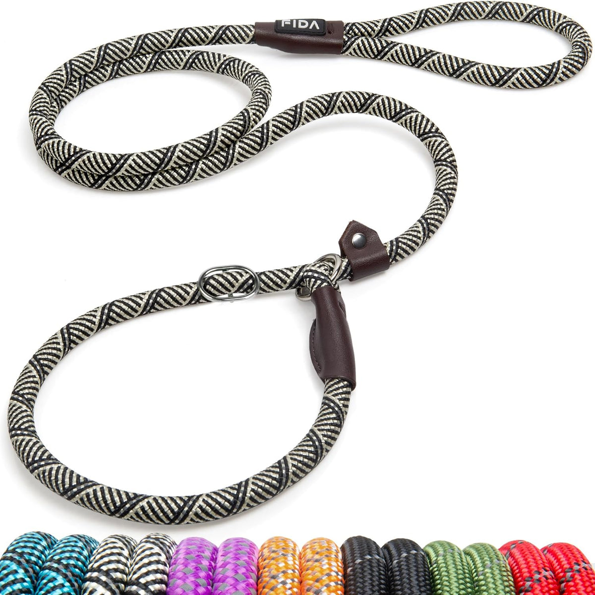 Fida Durable Slip Lead Dog Leash, 6 FT x 1/2" Heavy Duty Dog Loop Leashes, Comfortable Strong Rope Slip Leash for Large Medium Dogs, No Pull Pet Training Lead with Highly Reflective(1/2", Black) - Image 15