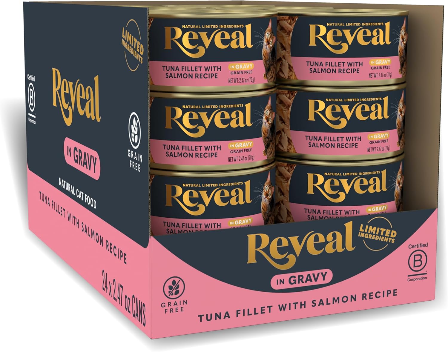Reveal Fish & Chicken Variety Wet Cat Food in Gravy 12-Pack, Protein, Limited Ingredient, Grain Free, Canned Cat Food, No Artificial Additives, No By-Products (12 x 2.47 oz Cans) - Image 15