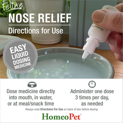 HomeoPet Feline Nose Relief dosage instructions on product label