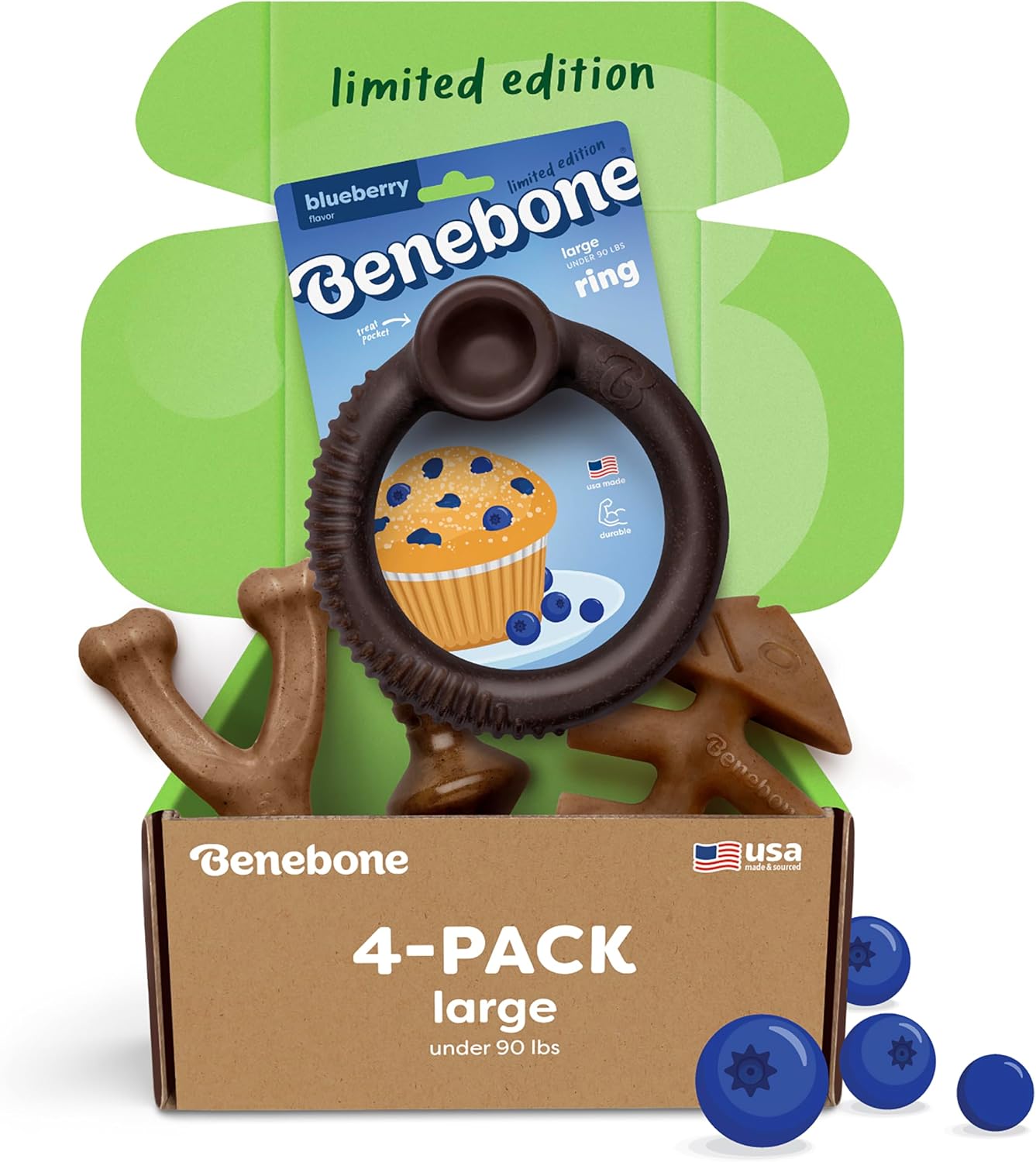 Benebone Medium 4-Pack Dog Toys for Aggressive Chewers - Durable Dog Bones, Made in USA - Dog Toys for Medium Dogs Under 60 lbs - Image 11
