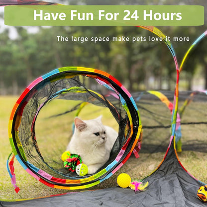 Collapsible portable catio playpen for indoor cats displayed on an outdoor grass lawn