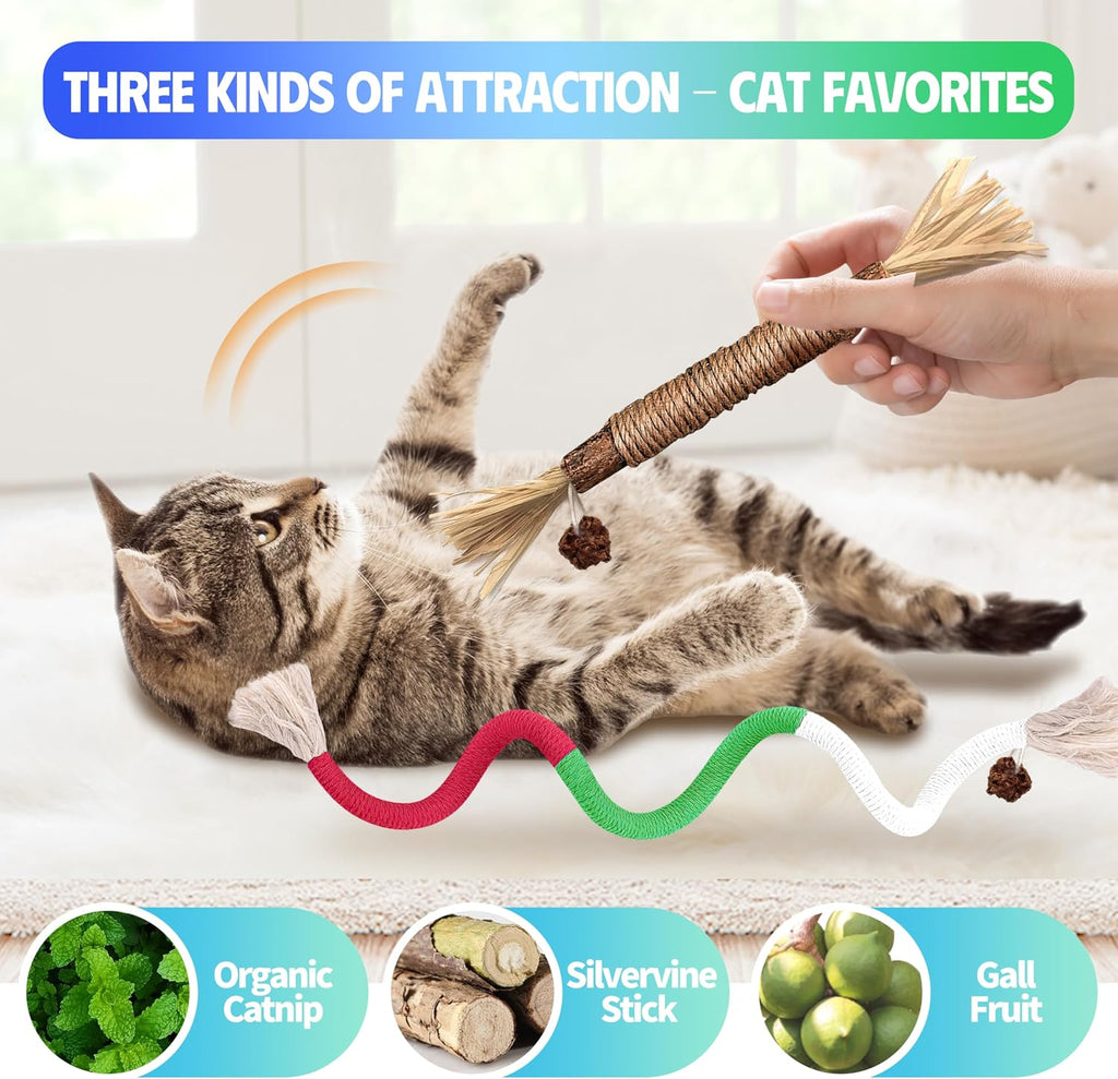 Close up of natural silvervine wood sticks for cat dental health