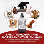 Side profile of Underwood Horse Medicine wound care spray bottle