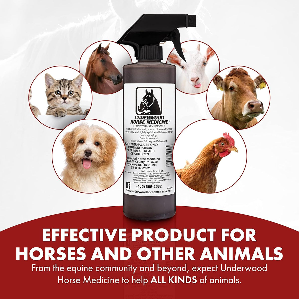 Side profile of Underwood Horse Medicine wound care spray bottle