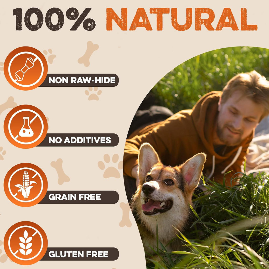 Safe rawhide alternative beef cheek rolls for large dogs dental health