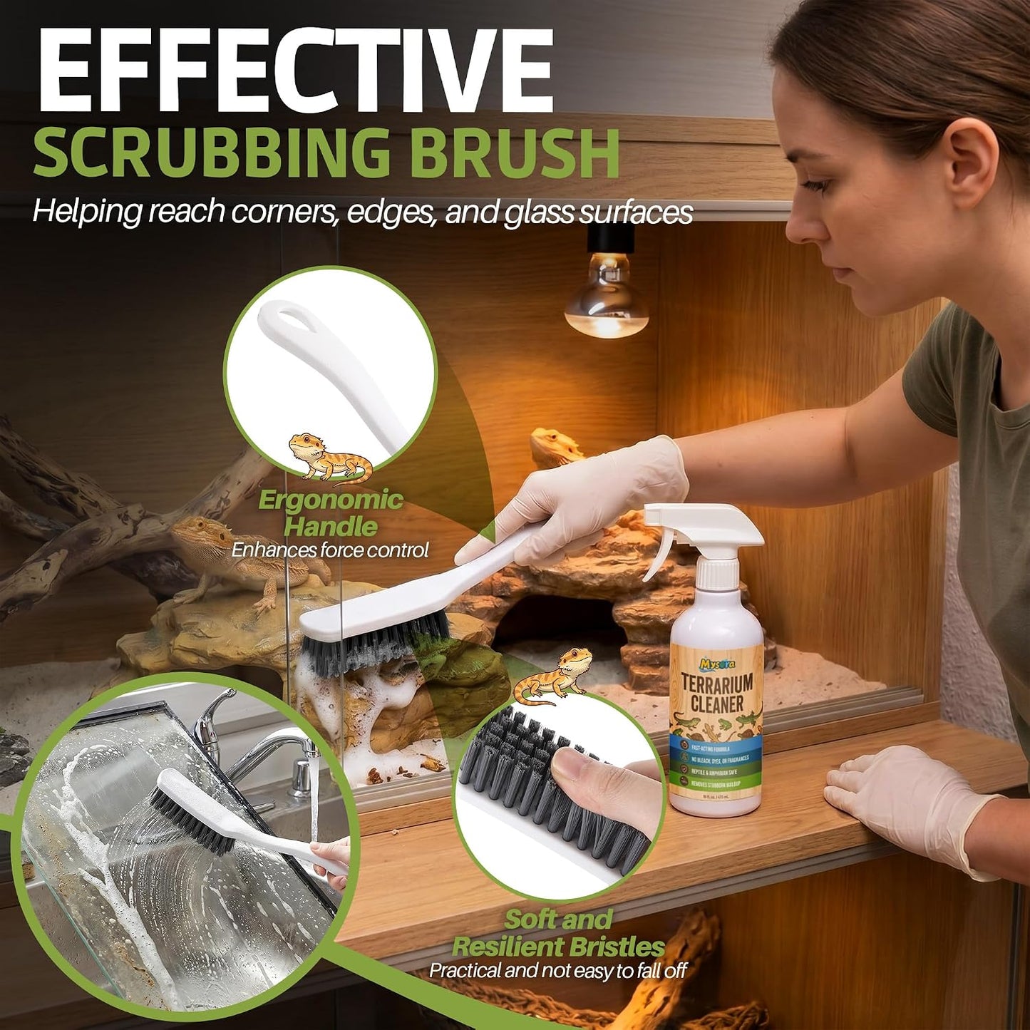 Mysora cleaning kit for turtle and amphibian terrariums