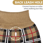 PUPTECK beige plaid style puppy sweater close up fabric texture