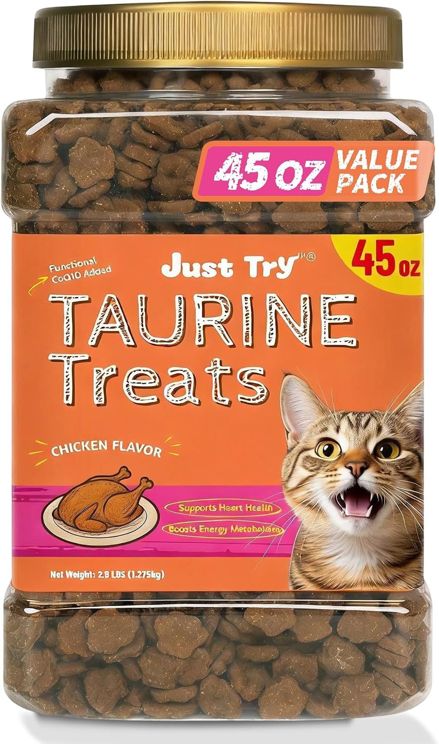Just Try 16 OZ Taurine Treats with Coenzyme Q10 for Cats - Coq10 & Taurine for Cat to Support Feline Heart Health - Chicken Flavored Chews - Vitamins Snacks Treats - Image 10