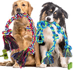 Eefitoys heavy duty dog rope toy set front view showing two thick cotton ropes and waste bag dispenser accessories.