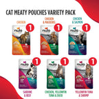 Nulo cat food pouches arrangement showing different flavor varieties