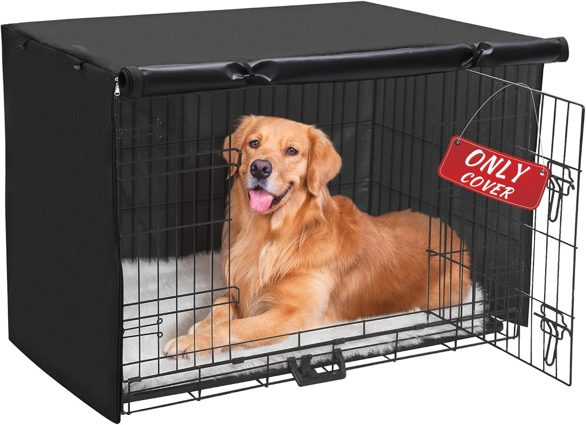 Waterproof and windproof grey dog crate cover top view