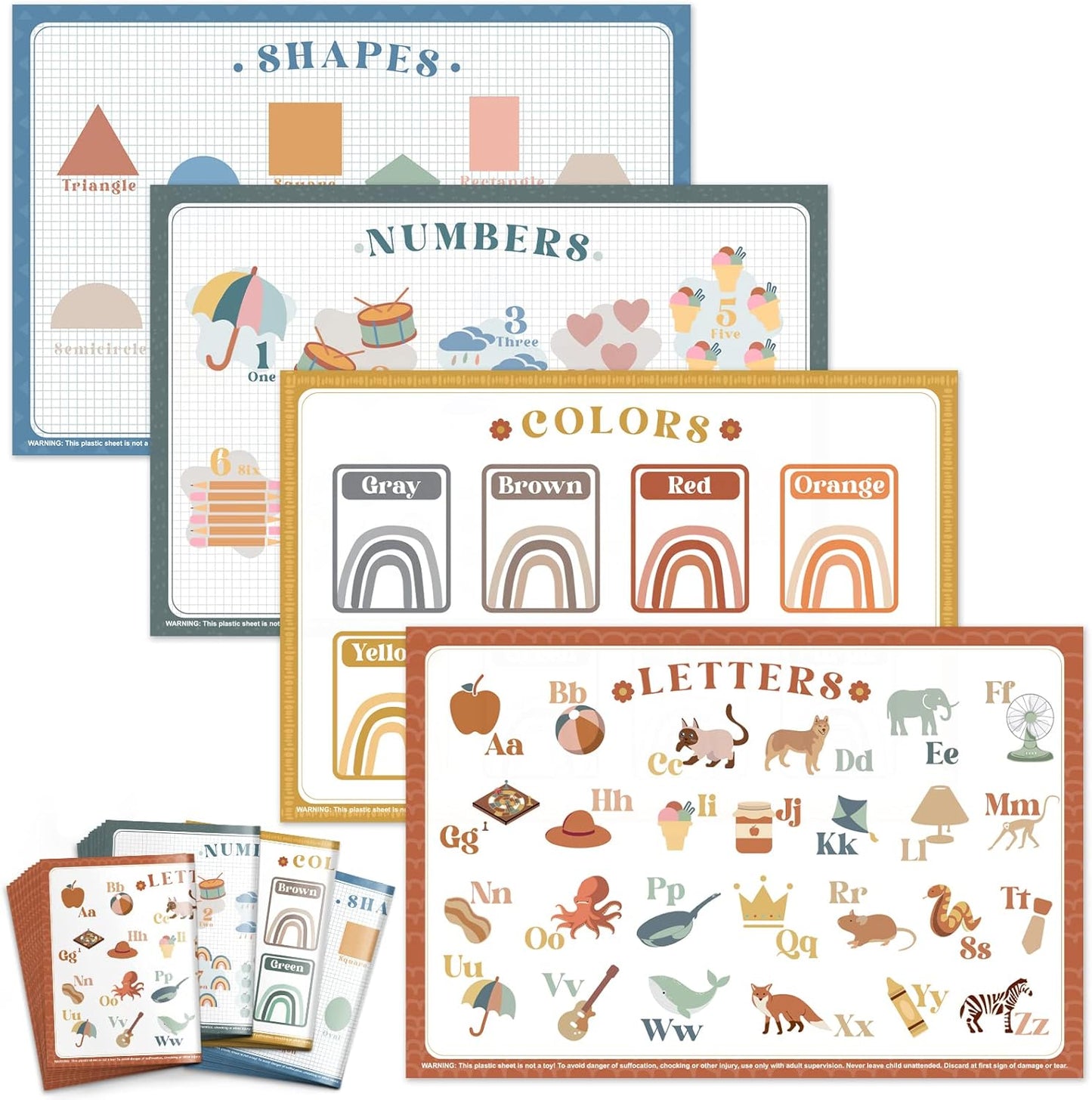 Babebay disposable placemats for baby forty pack front view on dining table