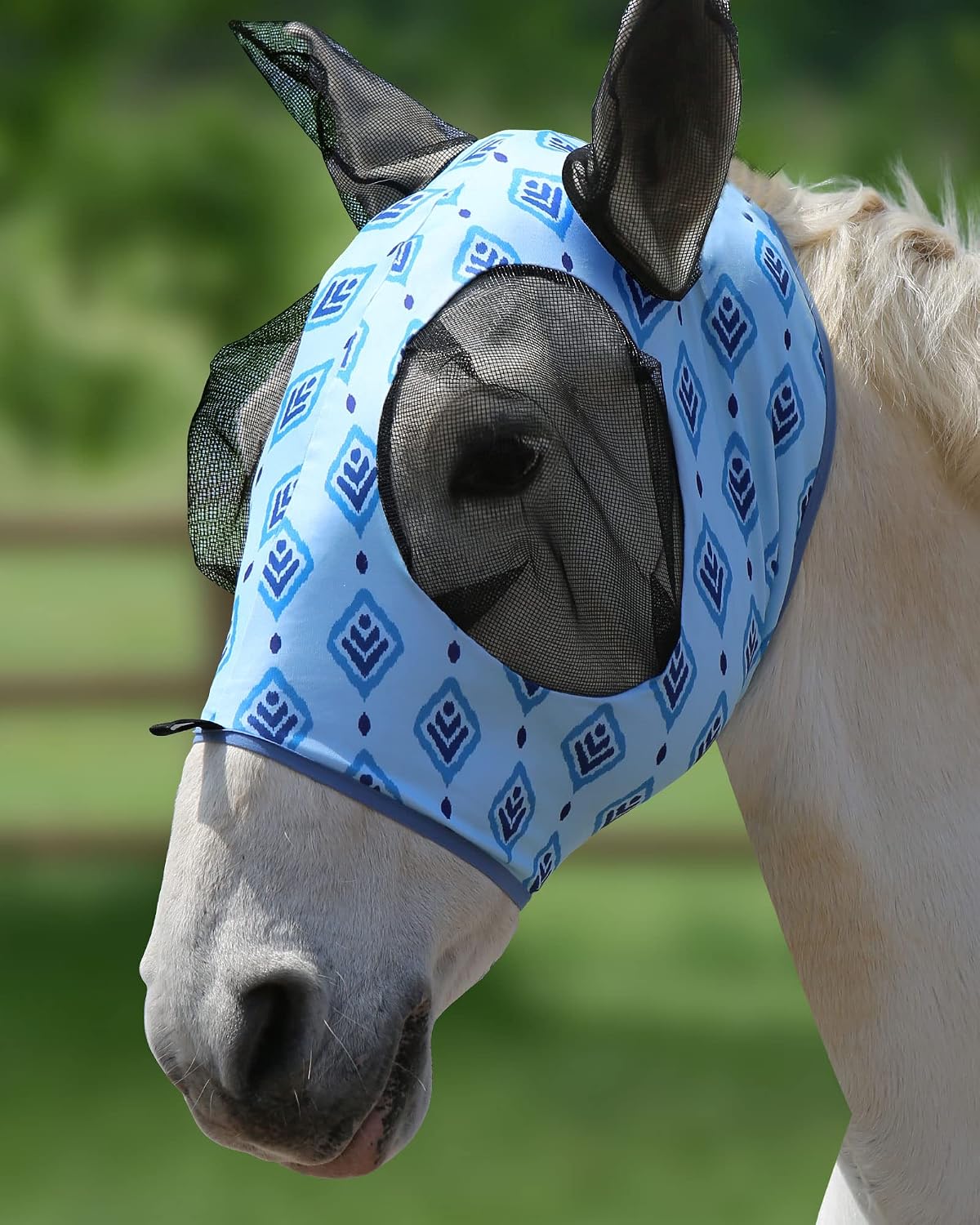 Harrison Howard Super Comfort Stretchy Fly Mask Large Eye Space with UV Protection Soft on Skin with Breathability Navy Blue L Full Size - Image 15