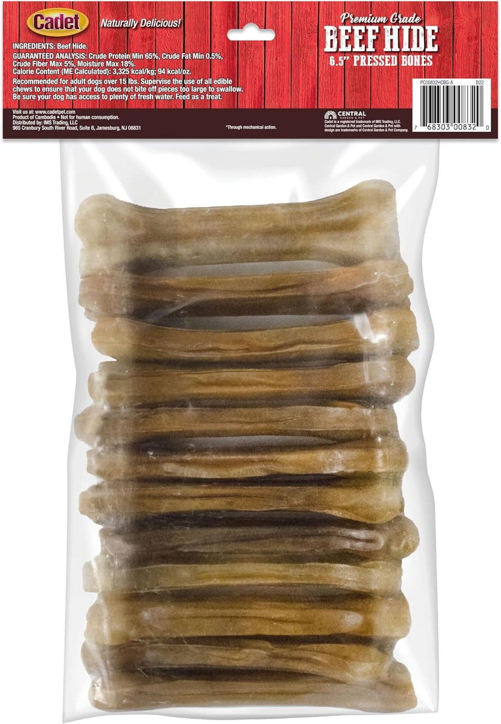 Cadet premium grade compressed beef hide bones back label usage instructions