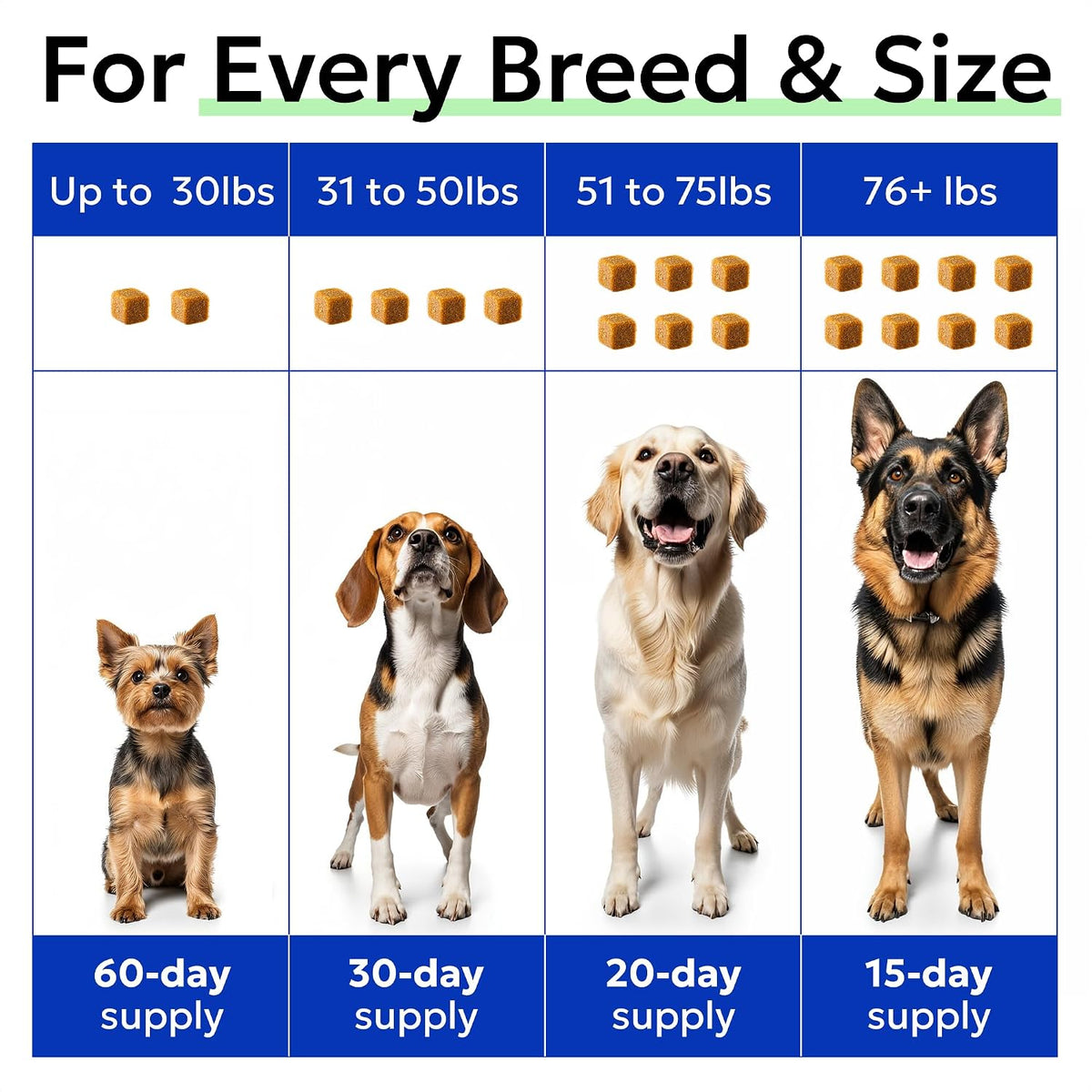 BARK&SPARK authentic dog wellness supplements showing dosage guidelines