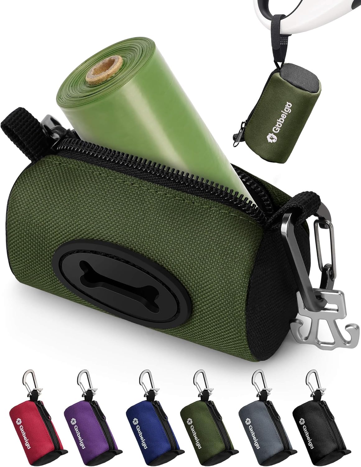 Gobeigo Dog Poop Bag Holder for Leash, Large Opening for Easy Pull Out, Doggy Poo Bag Dispenser with Used Waste Bag Carrier Suitable for Any Retractable Leash with 15 Unscented Bags (Black) - Image 10