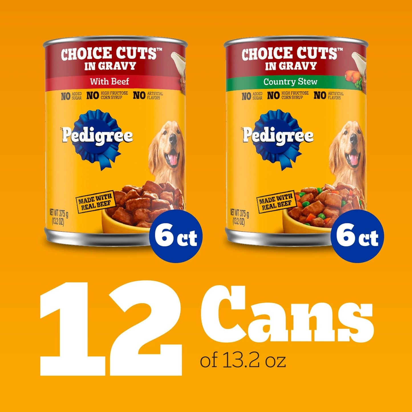 Pedigree Choice Cuts Beef flavor wet dog food can on display