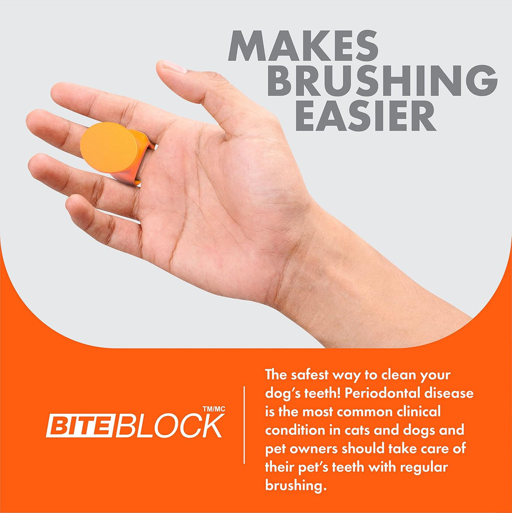 Brushmate orange bite block tool for safe pet dental care
