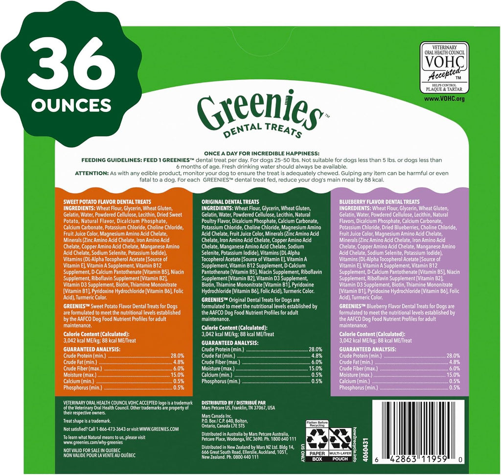 Greenies Veterinarian-Recommended Natural Dental Dog Treats, Dental Chews for Dogs, Regular Size, Variety Pack, (3) 12 oz. Packs, 36 Count - Image 10