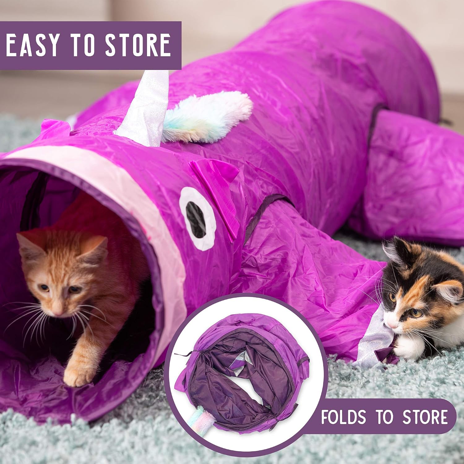 Pet Craft Supply interactive pet play tunnel collapsed with storage ties