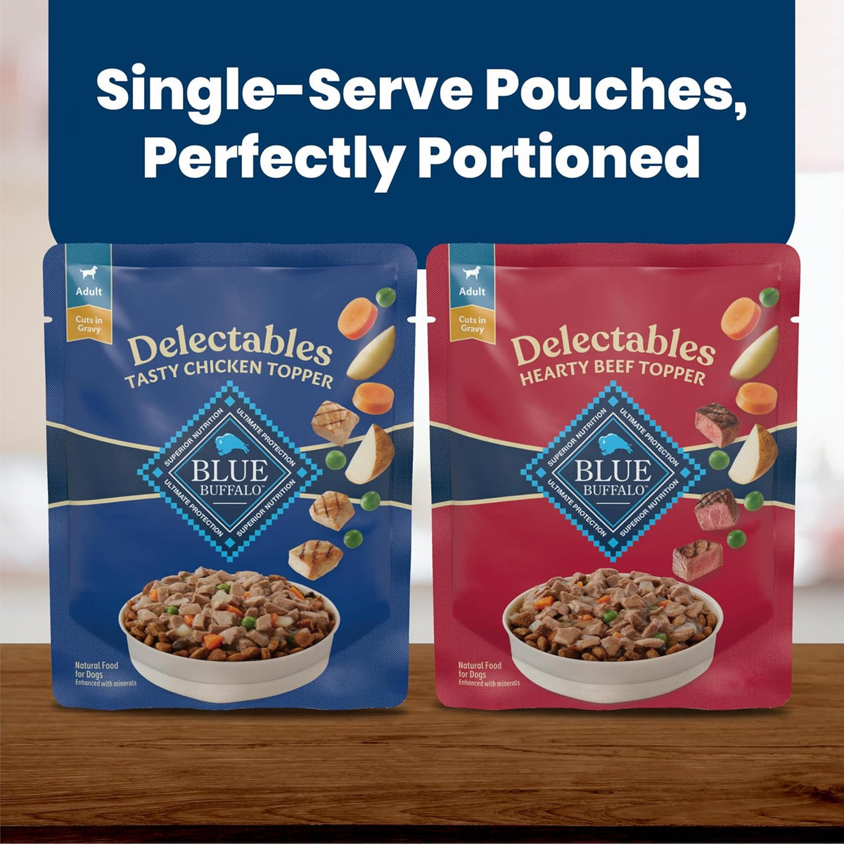 Packaging detail of Blue Buffalo Delectables 12 count variety pack