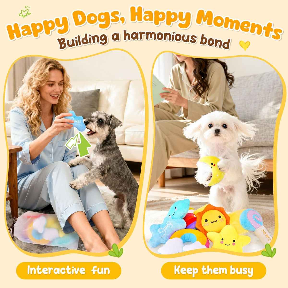 Soft plush stuffed dog toys for gentle chewers close up