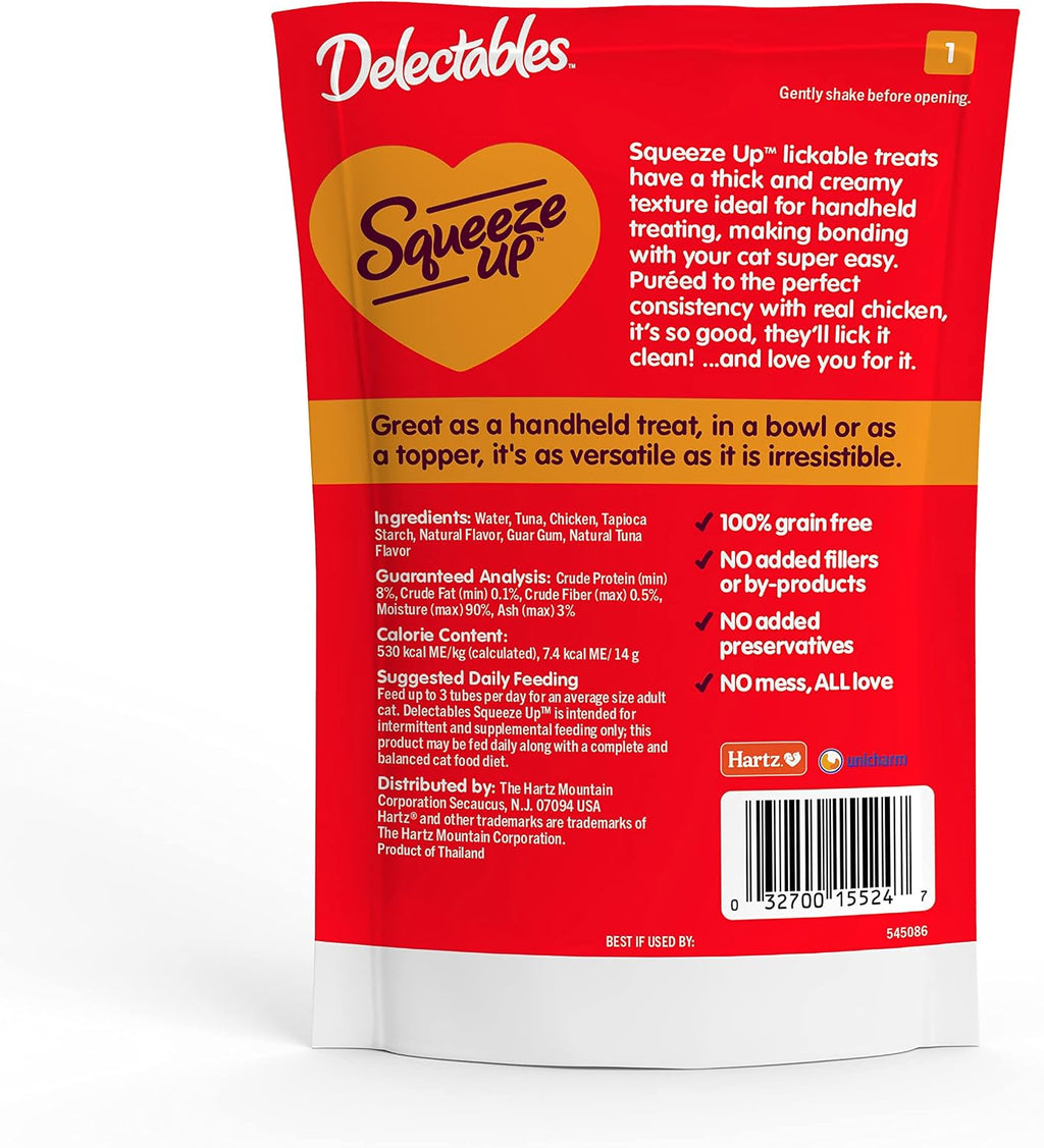 Hartz Delectables Squeeze Up packaging box displayed for retail