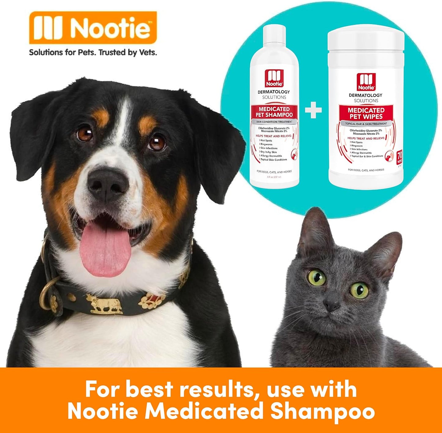 Alcohol free and paraben free medicated pet wipes close up view