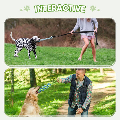 VibeVerve dog toy kit components including the heavy duty black bungee cord and multiple dental chew ropes.
