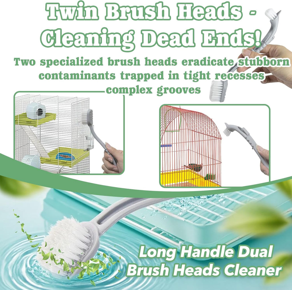 Dual function bird cage scrubber and scraper set