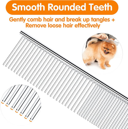 PETTOM pet metal comb with rounded ends for gentle dog grooming