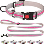 QDYU martingale dog collar and leash set front view hotpink training collar