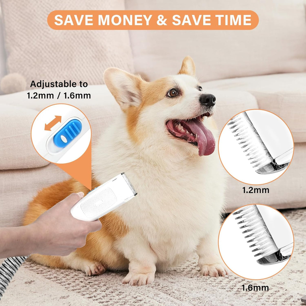 Close-up of the Petmolico pet shedding vacuum deshedding brush attachment collecting loose undercoat fur.