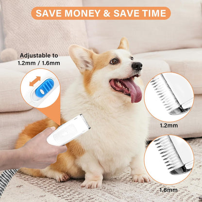 Close-up of the Petmolico pet shedding vacuum deshedding brush attachment collecting loose undercoat fur.