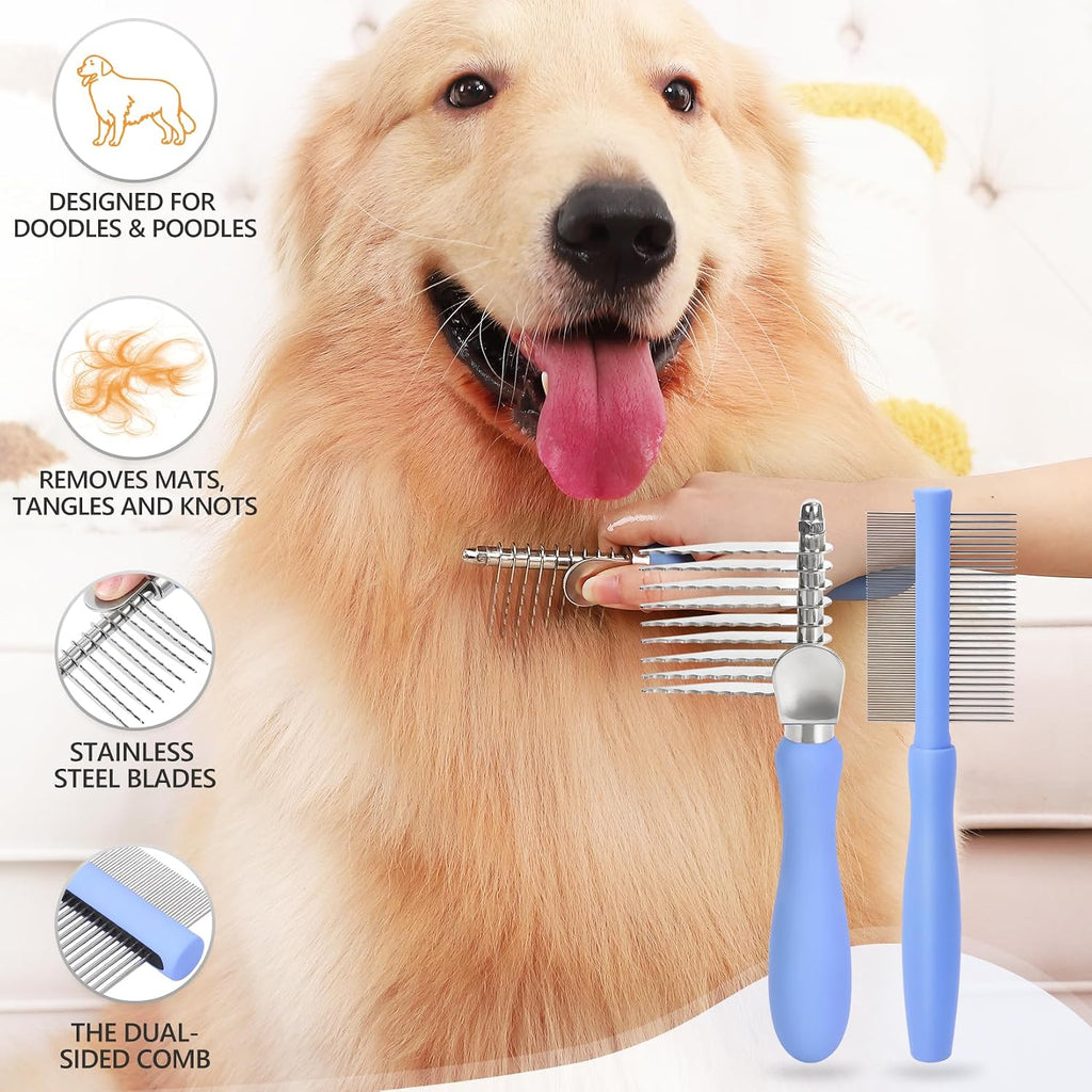 Myselect grooming rake with beech wood handle detail