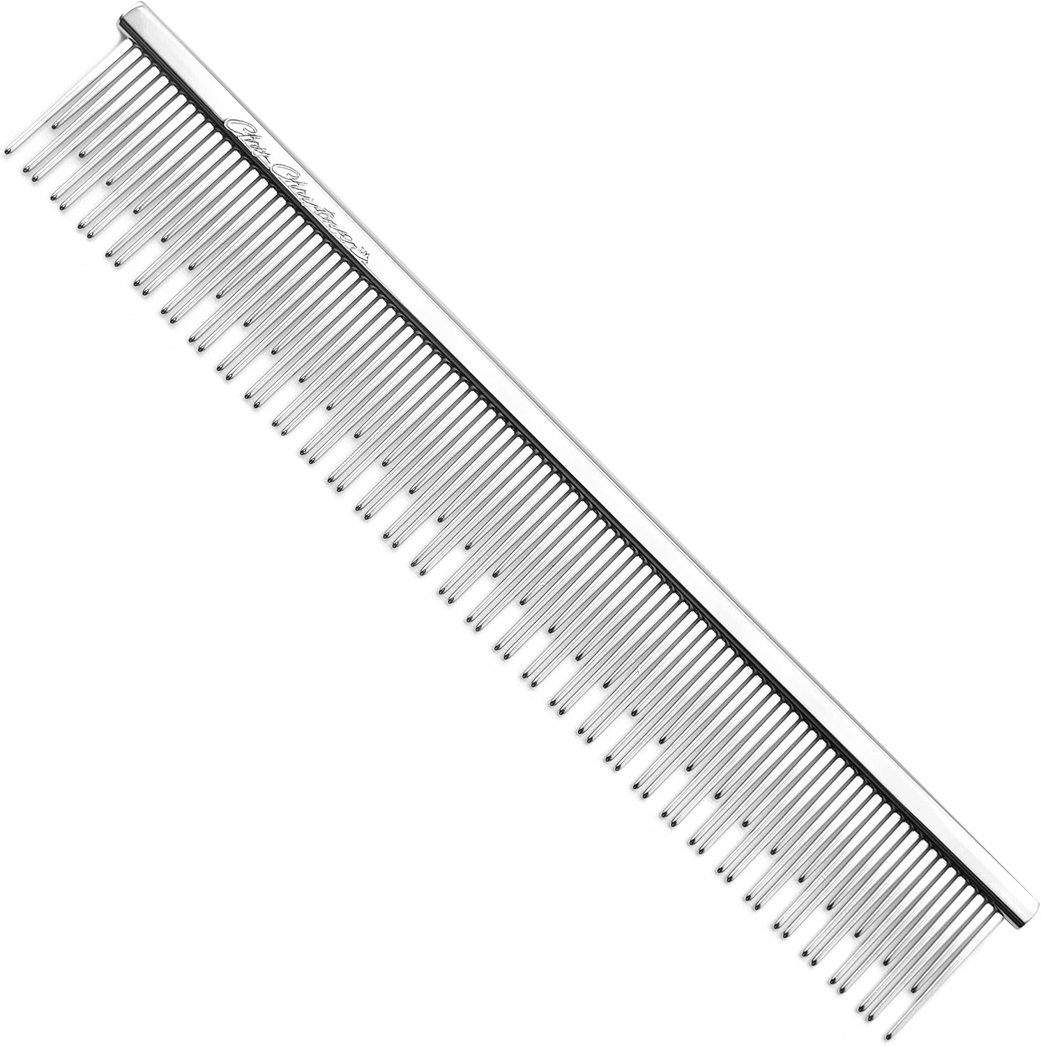 Chris Christensen 6 Inch Cat Carding Dual Tooth Butter Comb front view for premium feline detangling.
